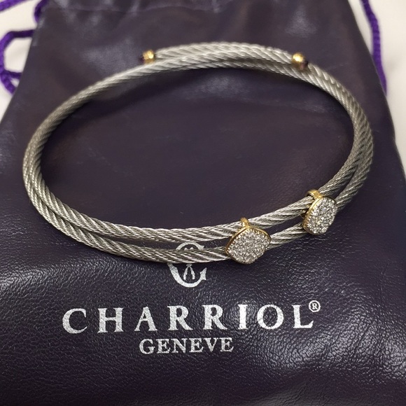 Charriol Jewelry - Charriol Cable 18K Gold Diamond Station Bracelet